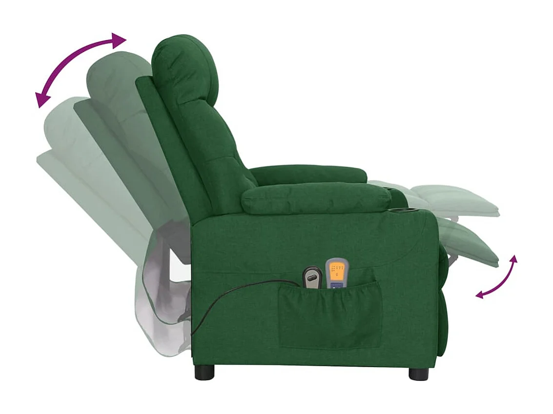 Massagestoel elektrisch verstelbaar stof donkergroen