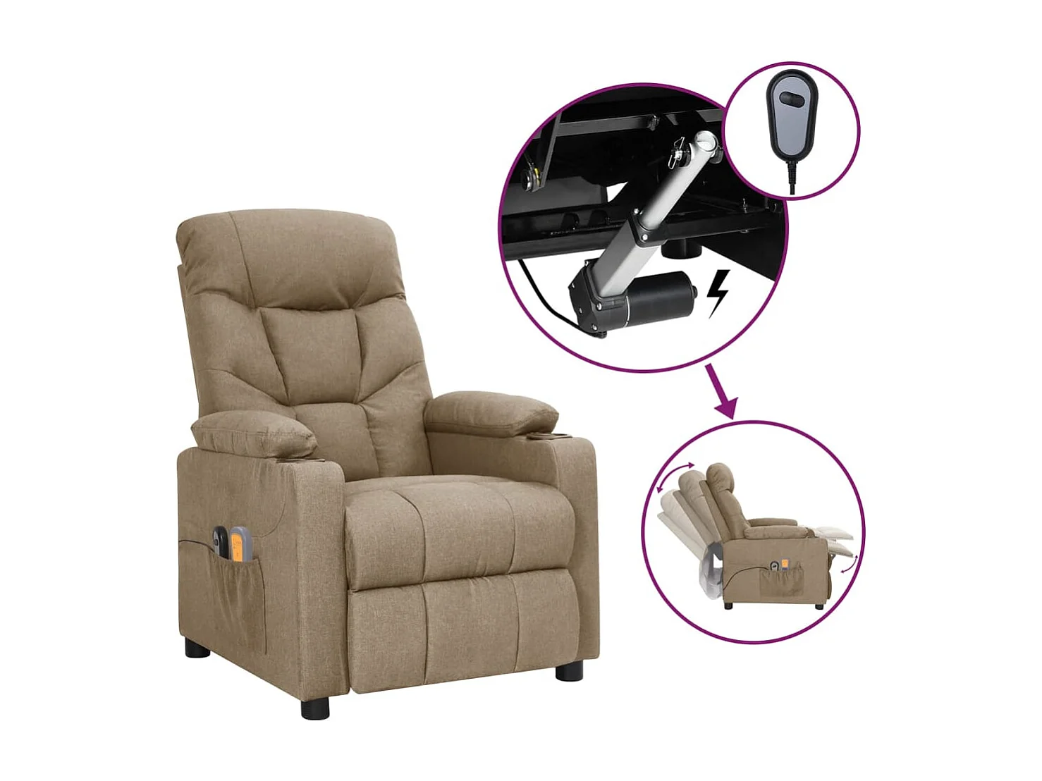 Poltrona Massaggiante Elettrica Tortora in Tessuto