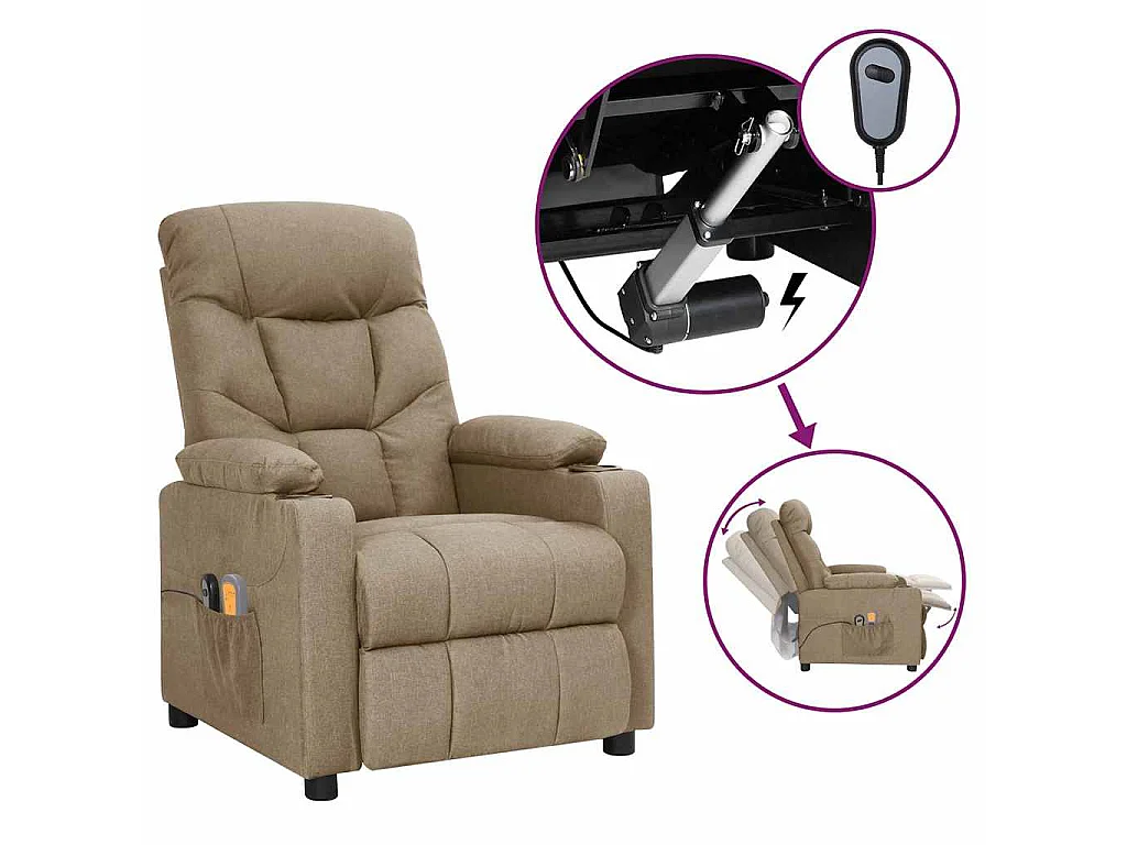 Fauteuil électrique de massage Taupe Tissu