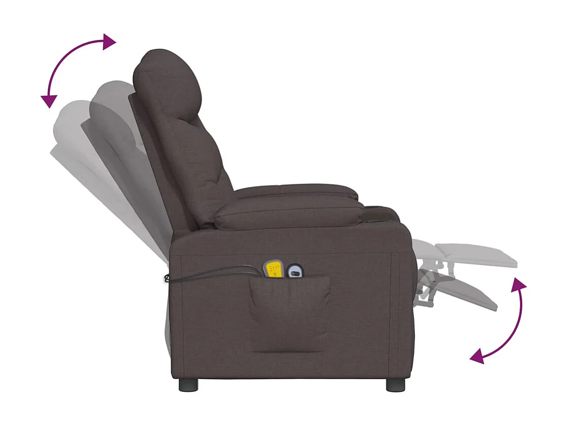 Fauteuil électrique de massage Marron foncé Tissu