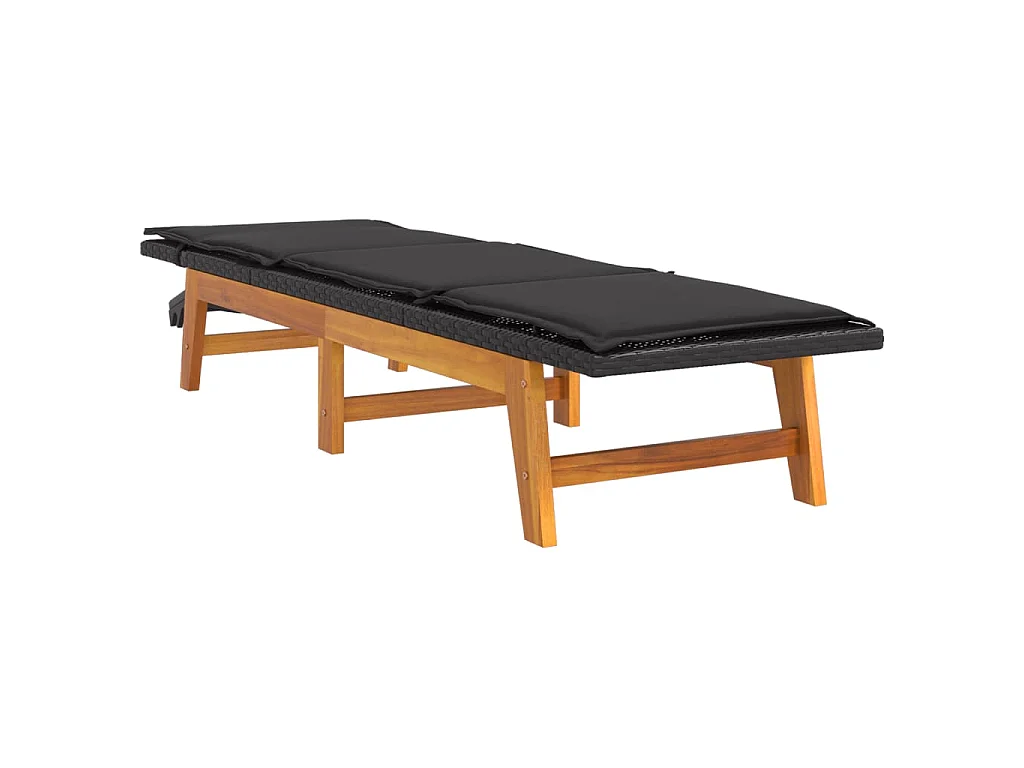 Sdraio con Cuscini 2pz Polyrattan e Legno Massello di Acacia