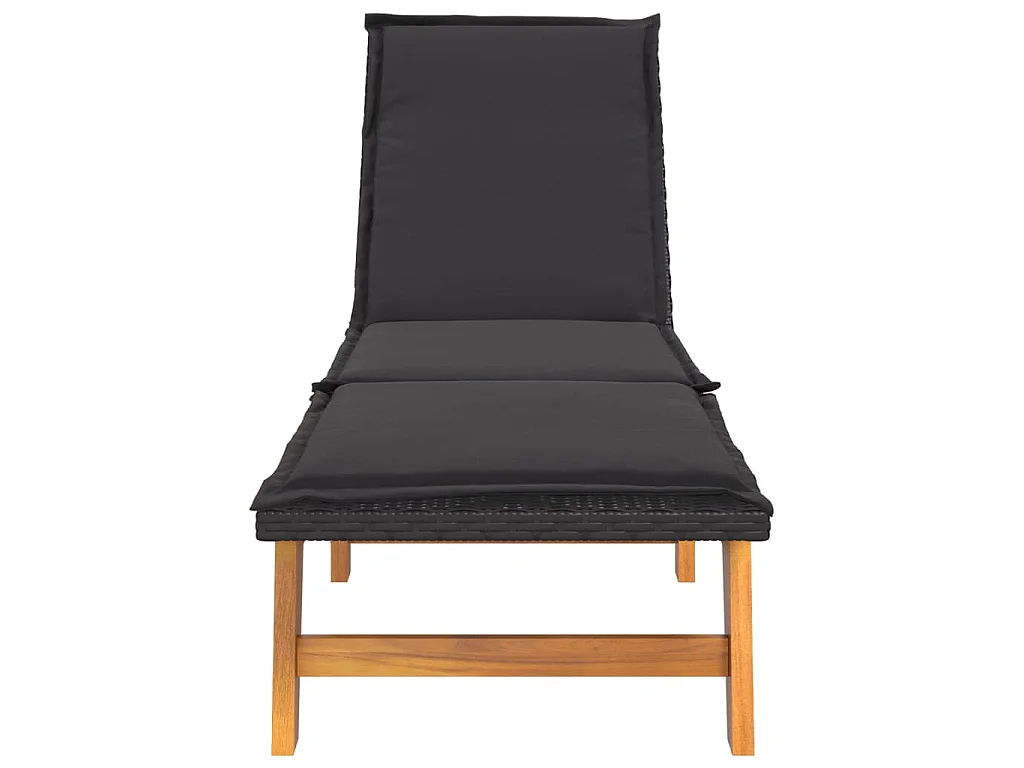 Sdraio con Cuscini 2pz Polyrattan e Legno Massello di Acacia