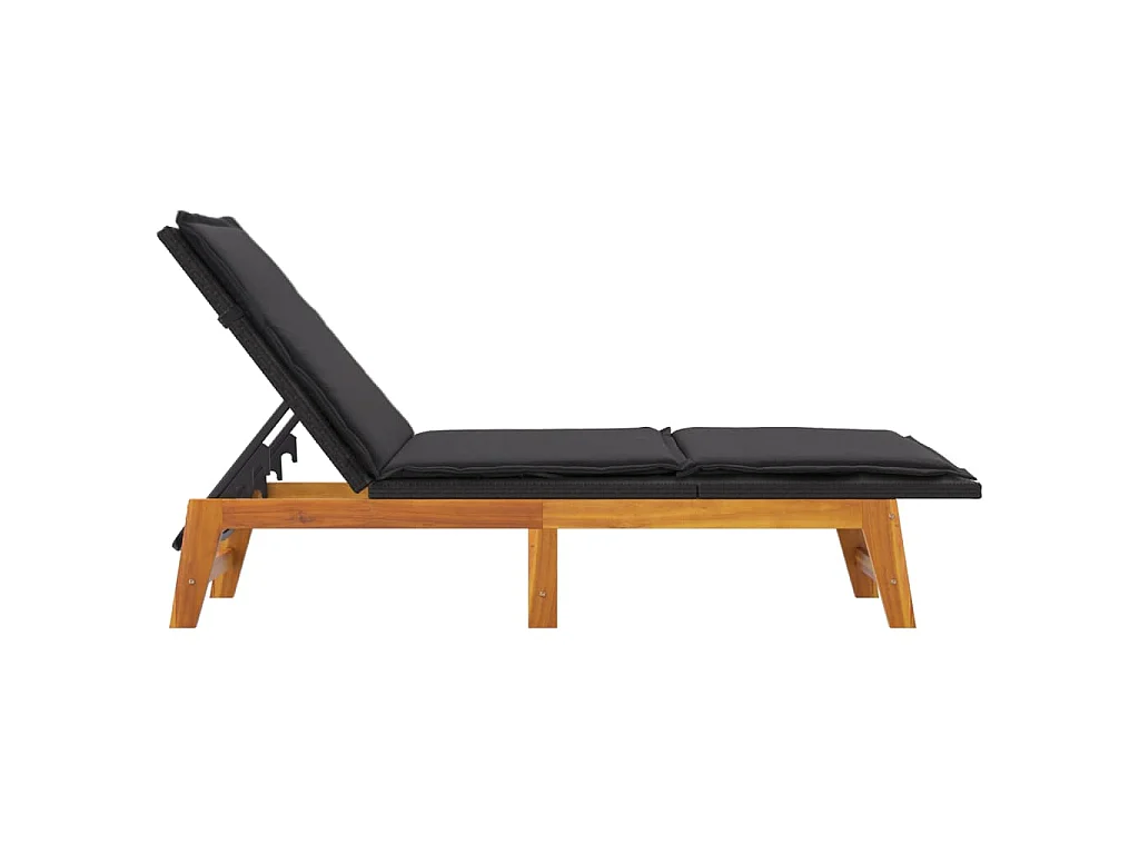 Sdraio con Cuscini 2pz Polyrattan e Legno Massello di Acacia