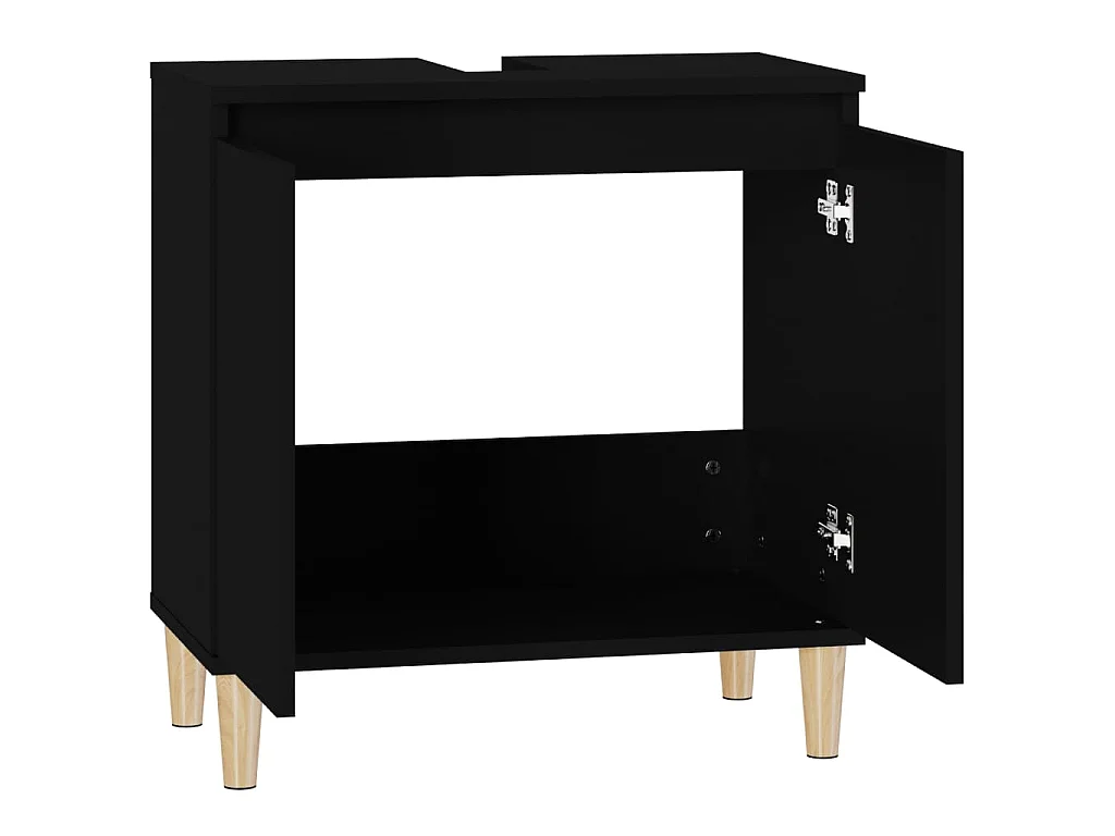 Wastafelkast 58x33x60 cm bewerkt hout zwart