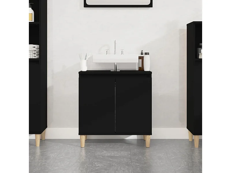 Meuble d'évier noir 58x33x60 cm bois d'ingénierie