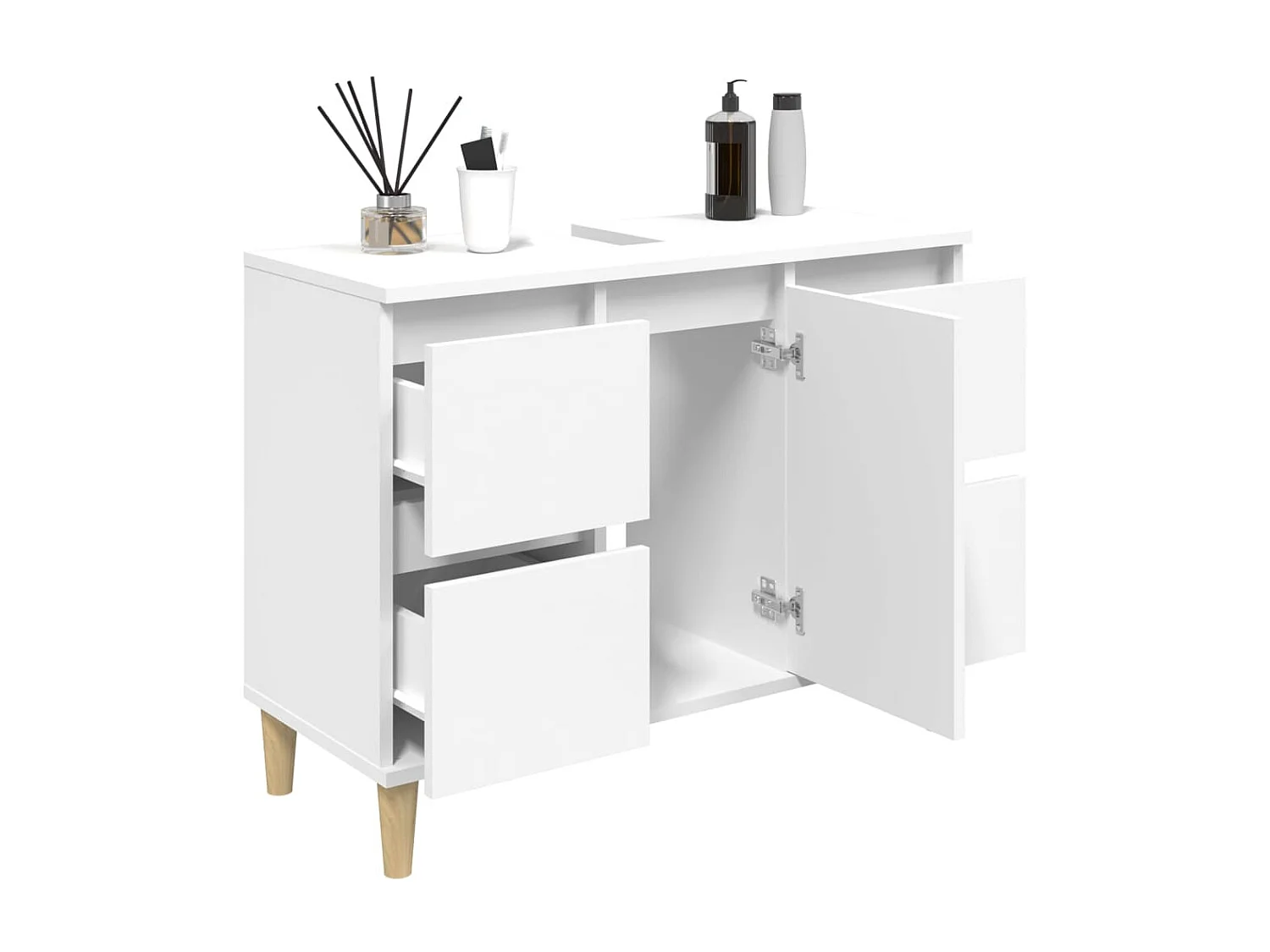 Wastafelkast 80x33x60 cm bewerkt hout wit