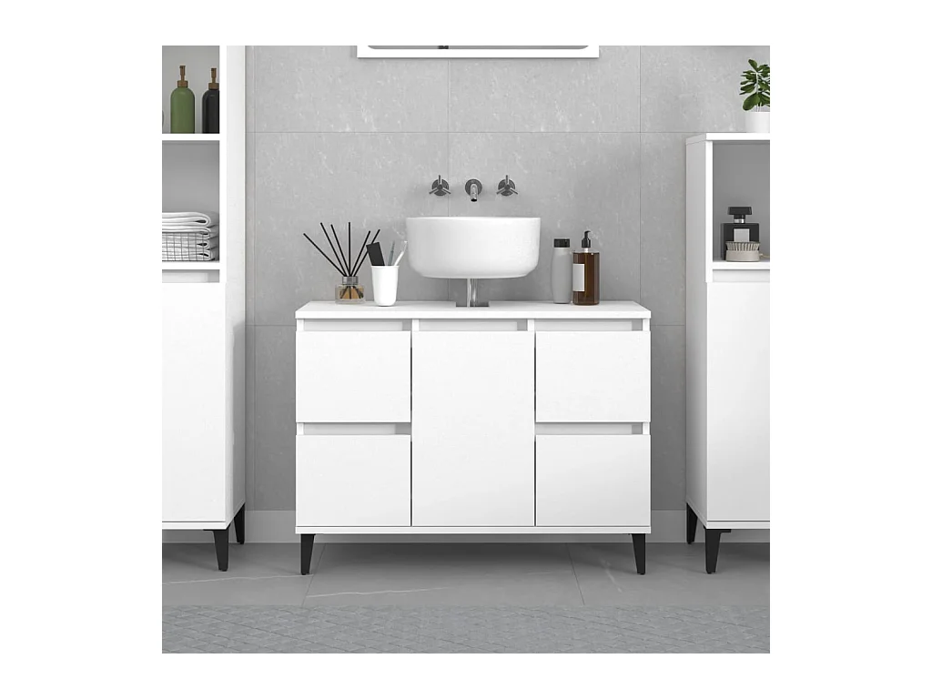 Meuble d'évier blanc 80x33x60 cm bois d'ingénierie