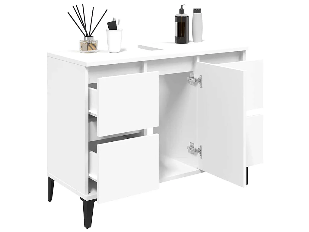 Waschbeckenunterschrank Weiß 80x33x60 cm Holzwerkstoff