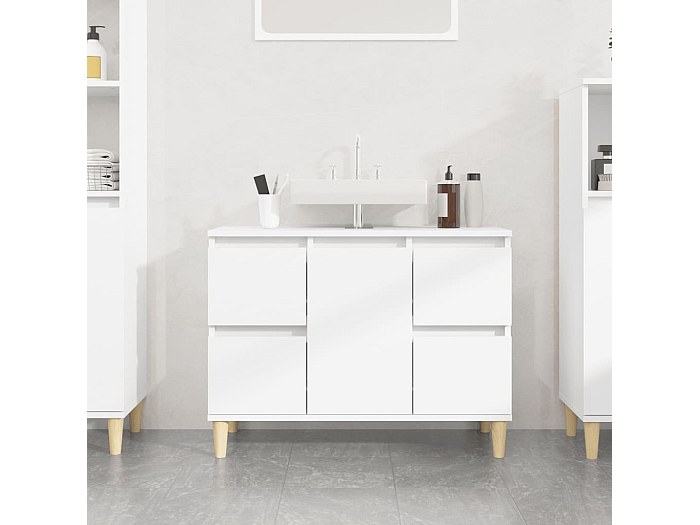Mobile bagno a terra 85 cm bianco lucido con lavabo sx - Libras