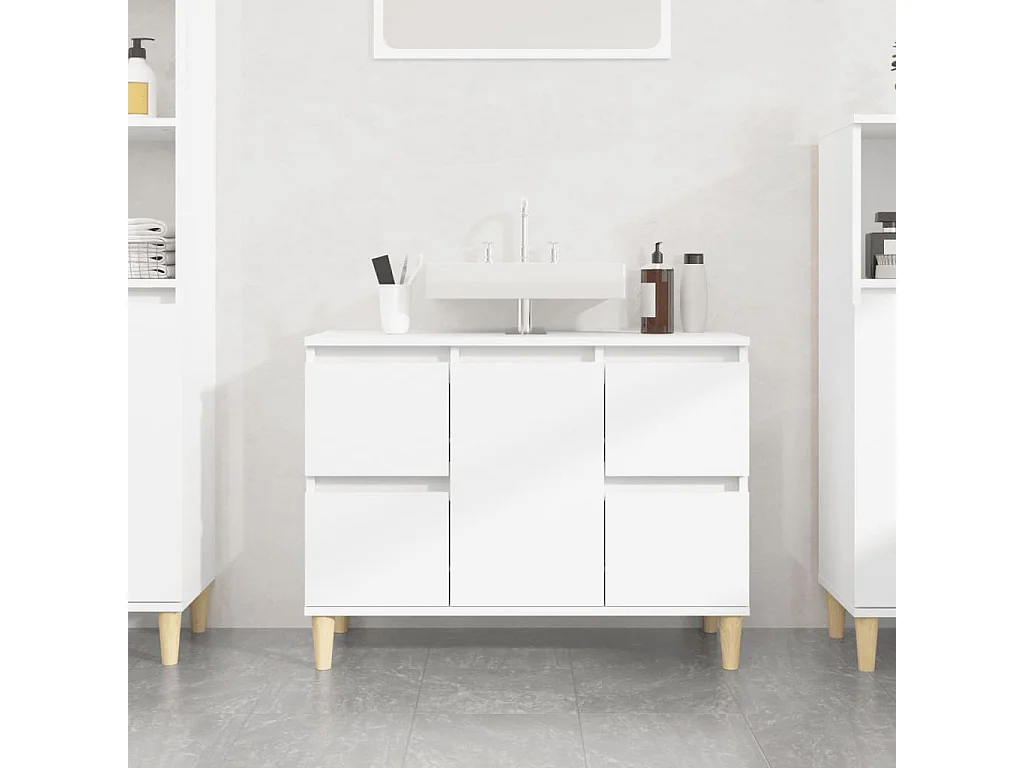 Móvel p/ lavatório 80x33x60 cm deriv. madeira branco brilhante