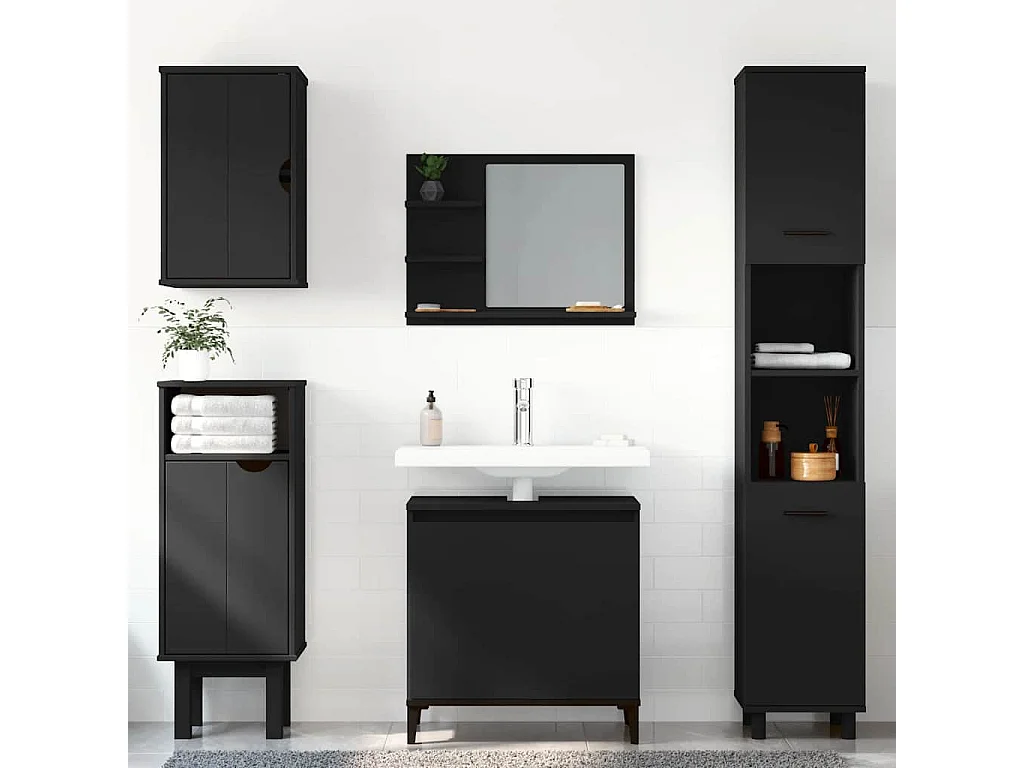 Móvel para lavatório 58x33x60 cm derivados de madeira preto