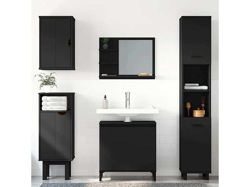 Meuble d'évier noir 58x33x60 cm bois d'ingénierie