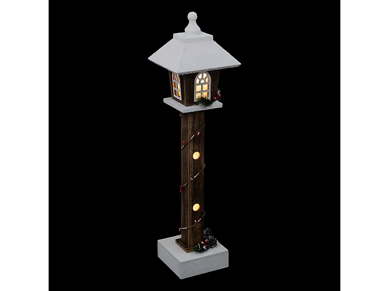 Déco Lumineuse Lanterne enneigée en bois LED Blanc chaud H 60 cm