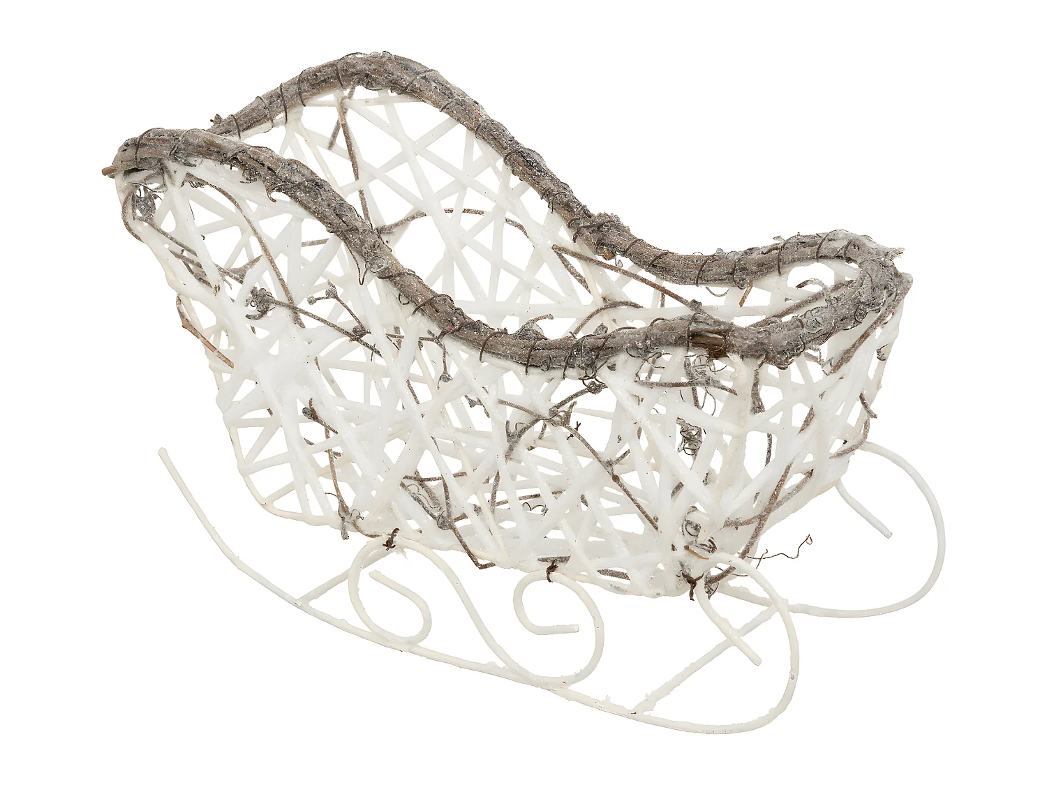 Déco de Noël Traineau en rotin et métal L 25 x H 17 cm
