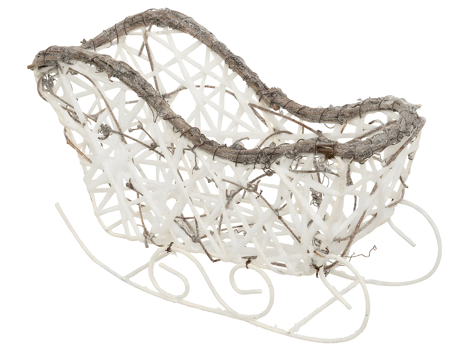 Déco de Noël Traineau en rotin et métal L 25 x H 17 cm