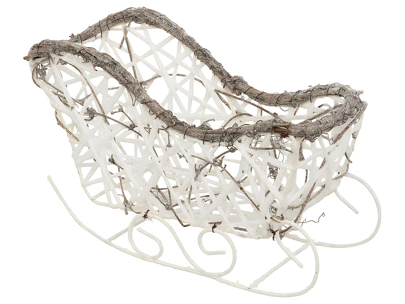 Déco de Noël Traineau en rotin et métal L 25 x H 17 cm