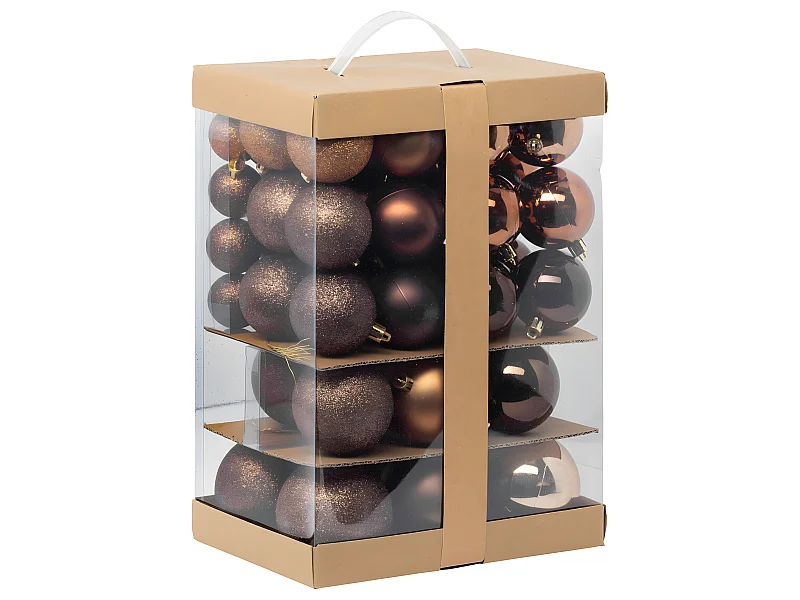 Déco de sapin Lot de 60 Boules de Noël de 4 à 8 cm - Marron