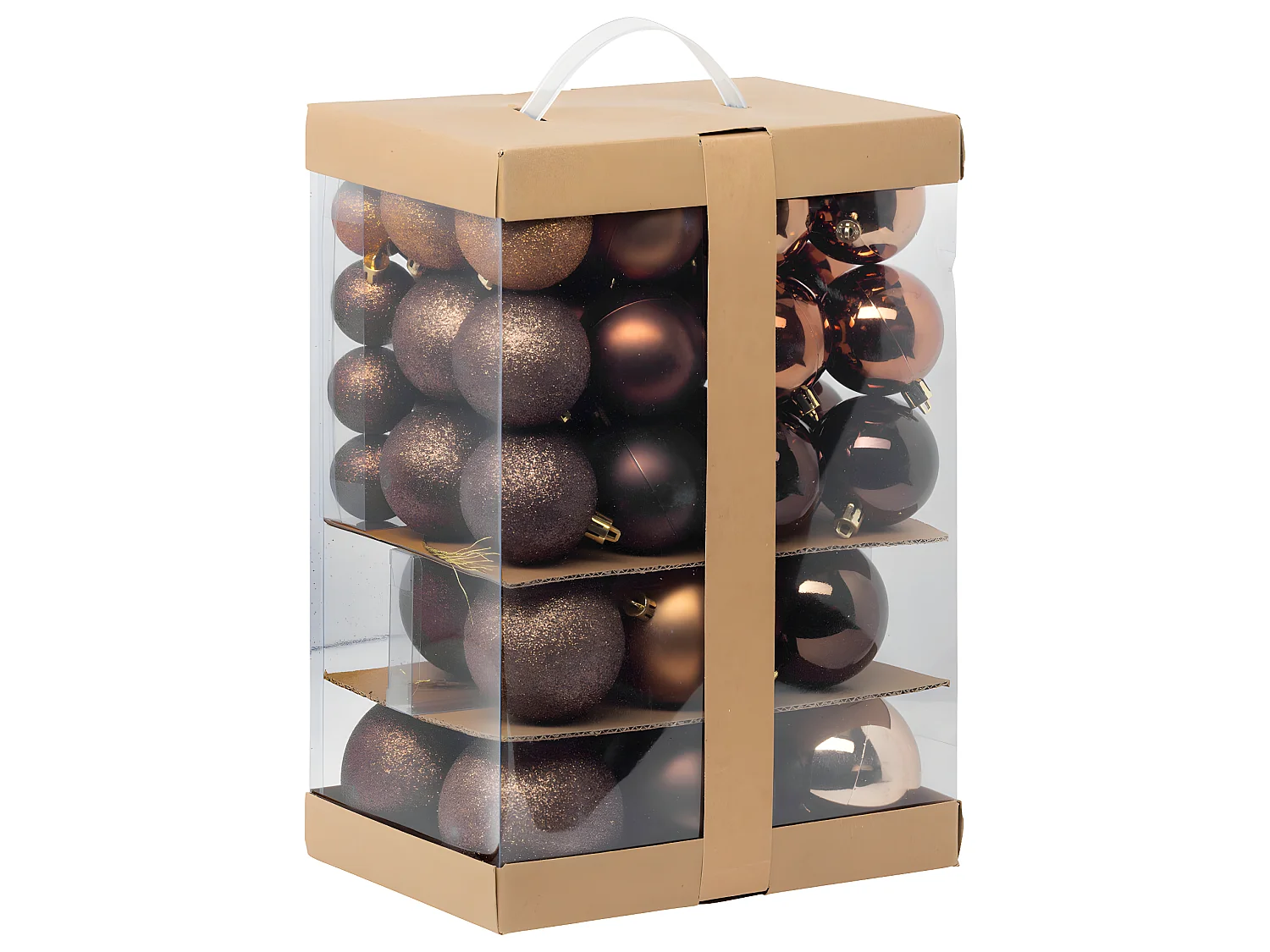 Déco de sapin Lot de 60 Boules de Noël de 4 à 8 cm - Marron