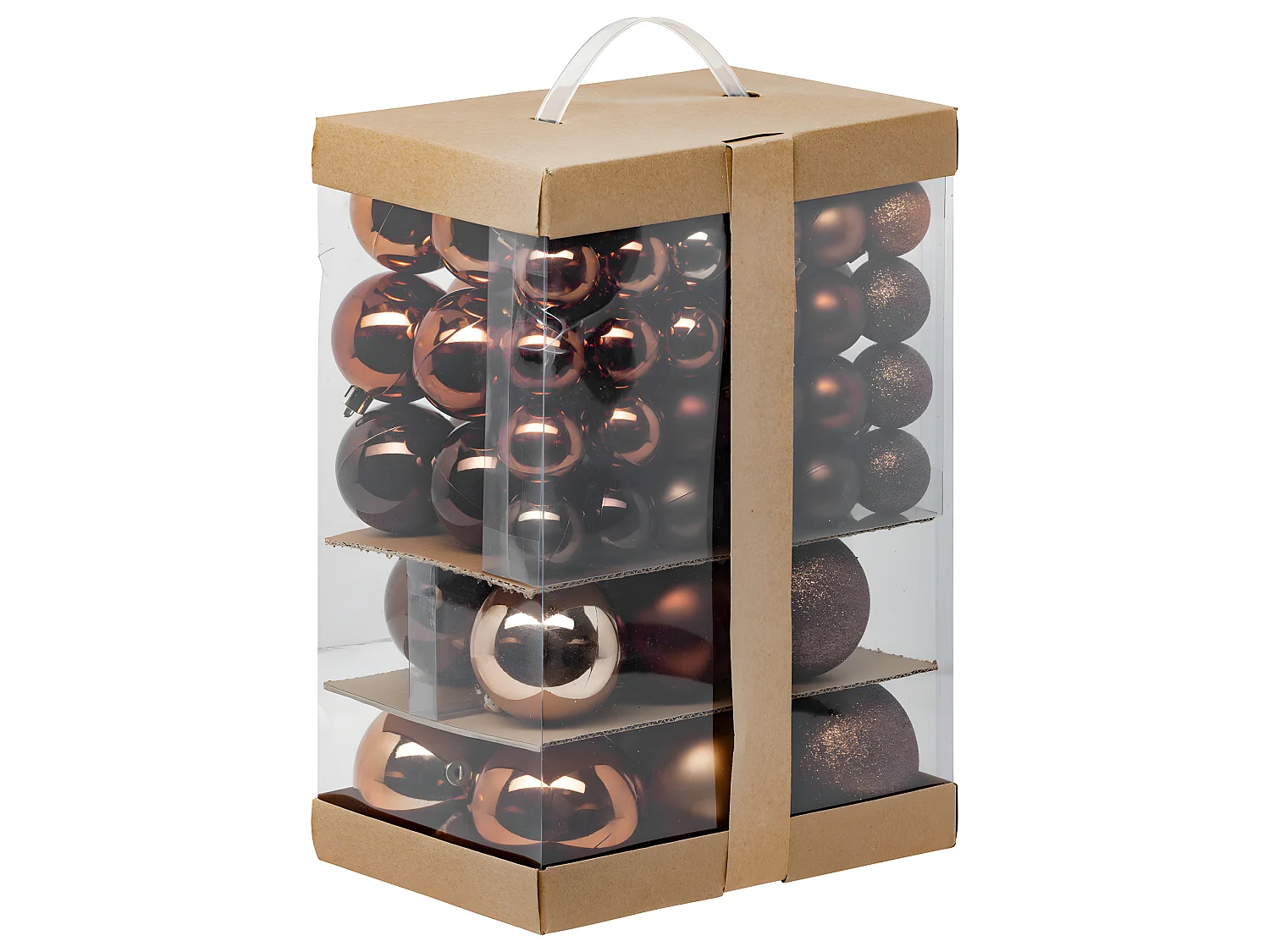 Déco de sapin Lot de 60 Boules de Noël de 4 à 8 cm - Marron