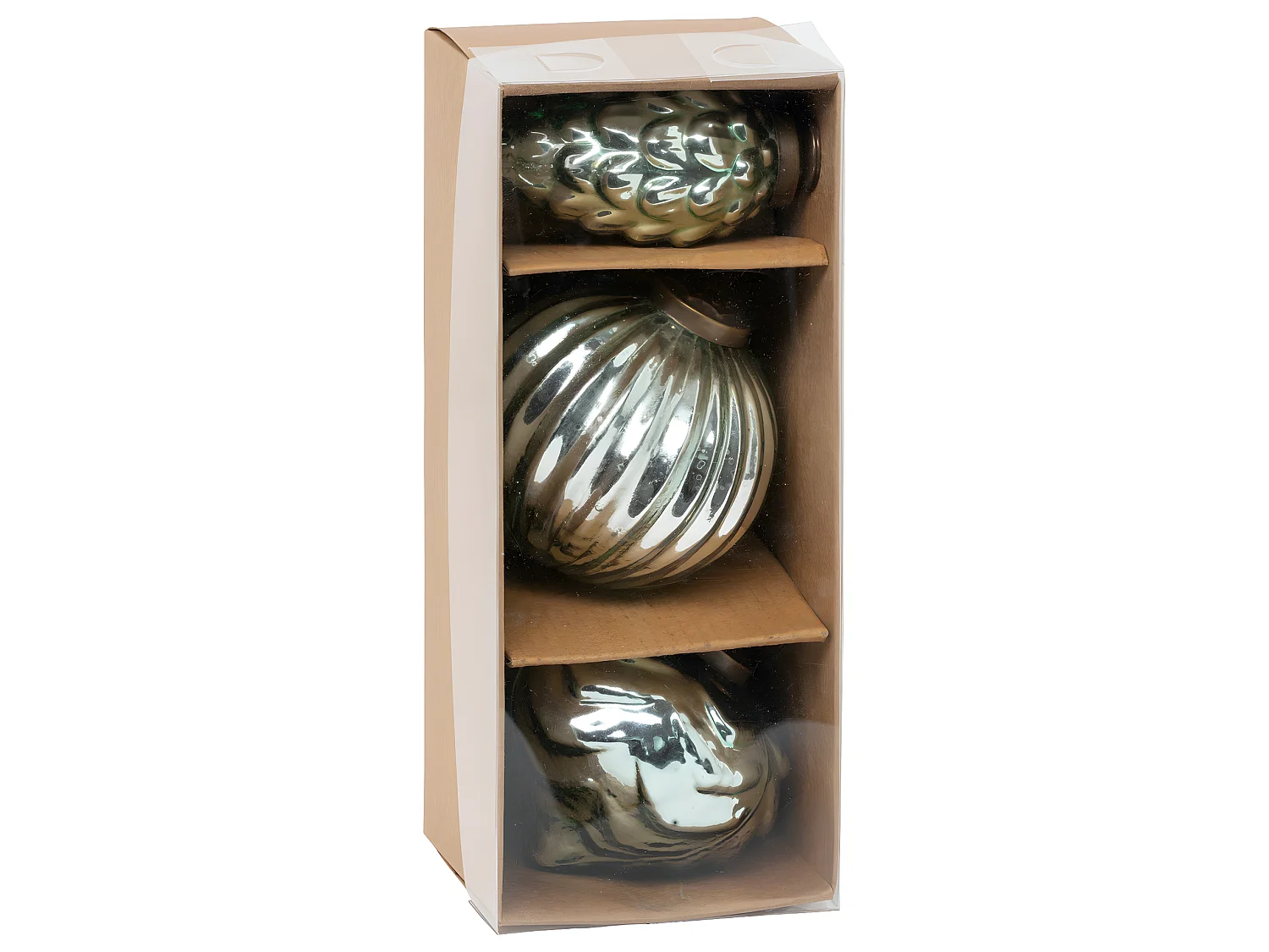 Déco Sapin de Noël Lot de 3 Boules en Verre coloris Vert D 8 cm