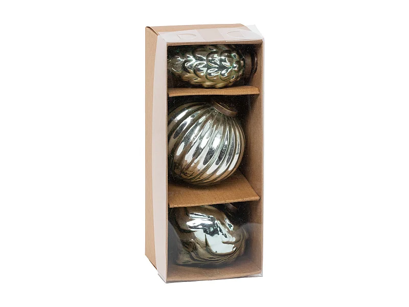 Déco Sapin de Noël Lot de 3 Boules en Verre coloris Vert D 8 cm