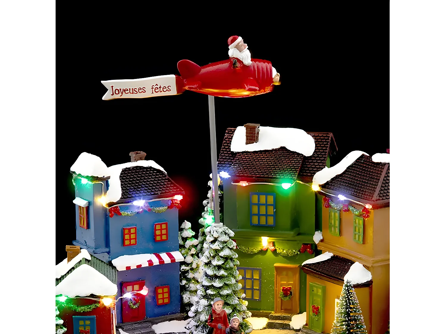 Village de Noël lumineux et animé avec Avion en mouvement