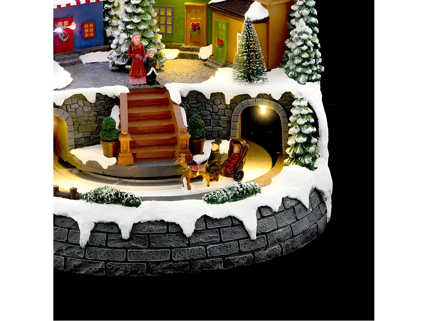 Village de Noël lumineux et animé avec Avion en mouvement