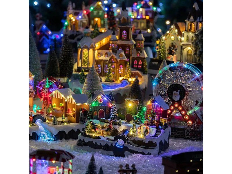 Village de Noël lumineux, animé et musical Père Noël  et Lutins