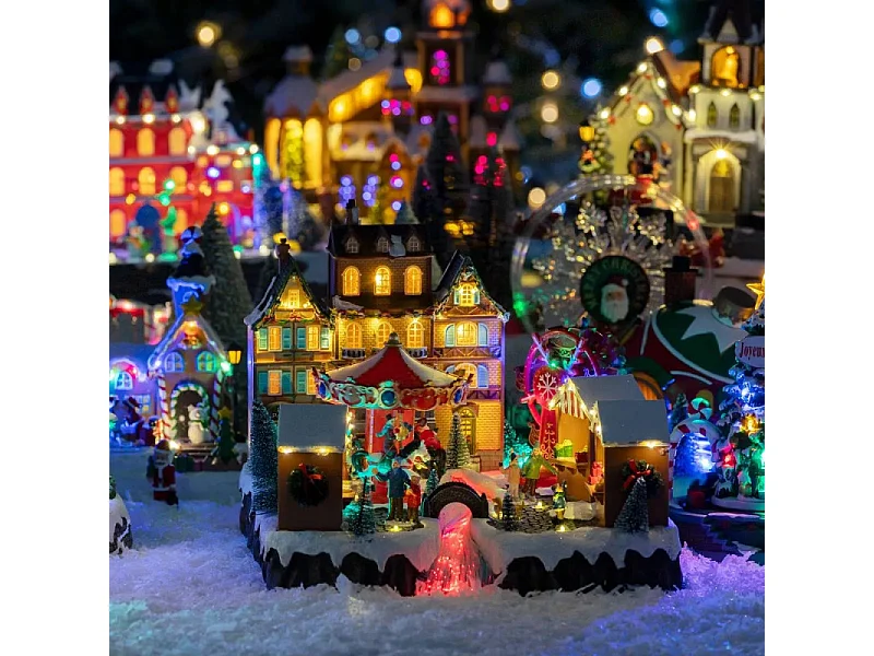 Village de Noël lumineux, animé et musical Le Marché de Noël