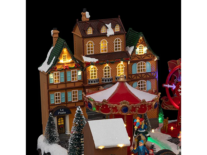 Village de Noël lumineux, animé et musical Le Marché de Noël