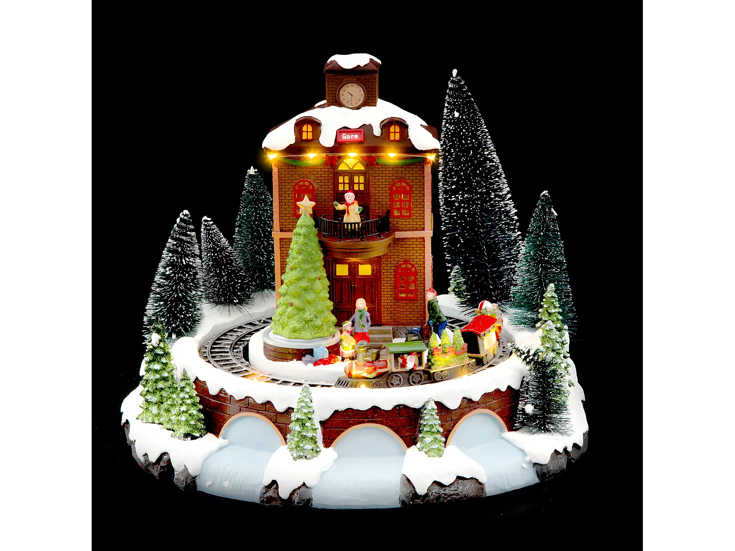 Village de Noël lumineux, animé et musical Place de la Gare et Train