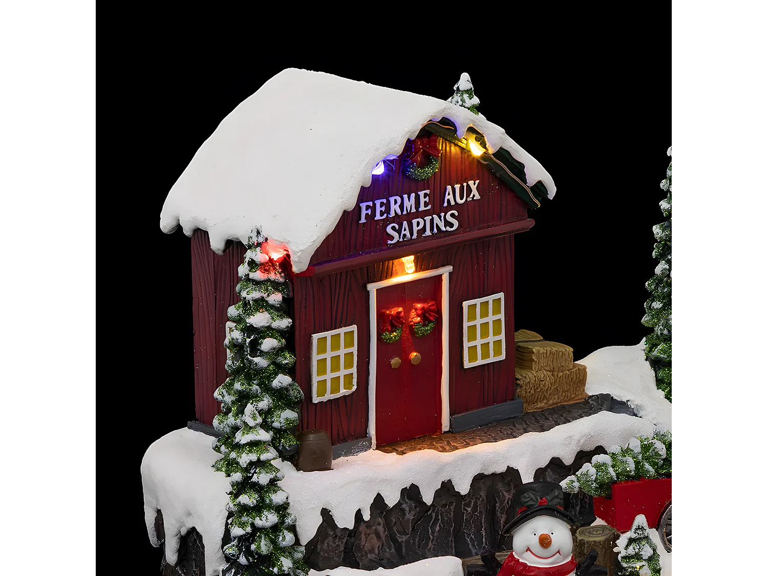 Village de Noël lumineux, animé et musical La ferme aux sapins