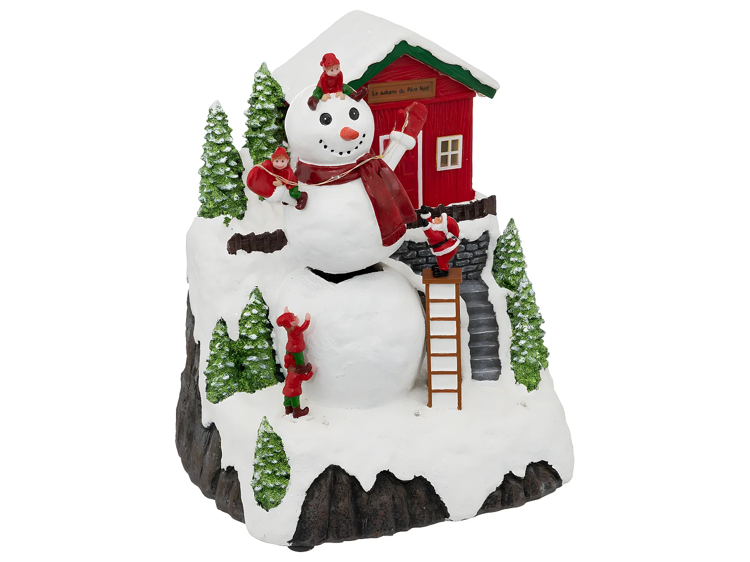 Village de Noël lumineux et animé Bonhomme de neige en mouvement