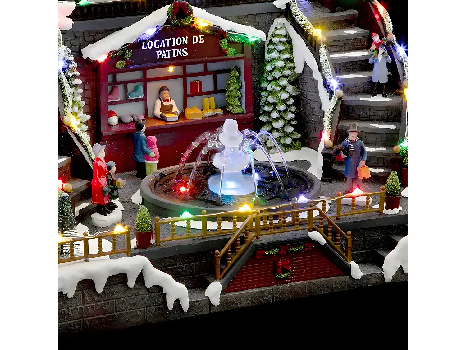 Village de Noël lumineux et animé Patinoire et Location de patins