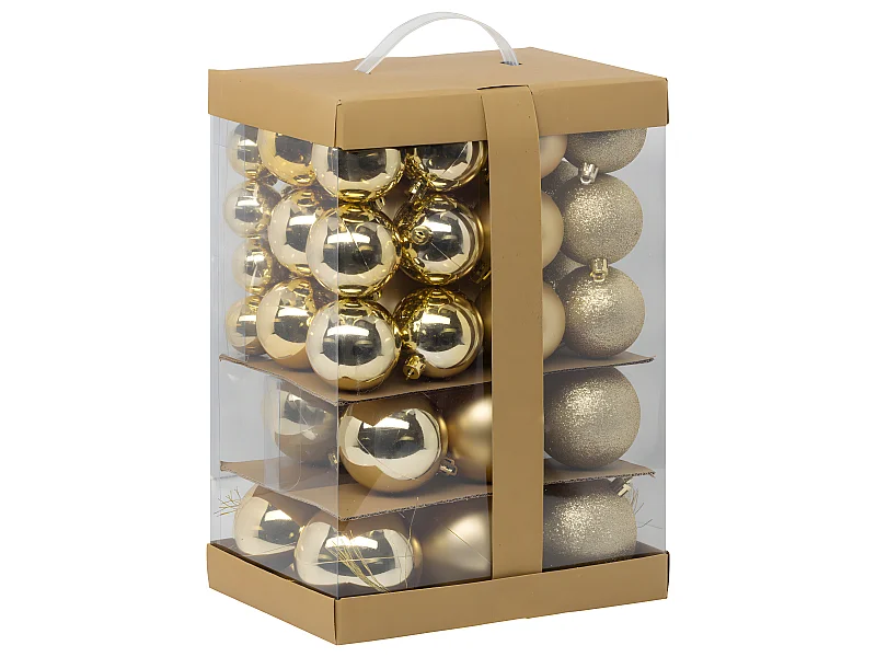 Déco de sapin Lot de 60 Boules de Noël de 4 à 8 cm - Doré