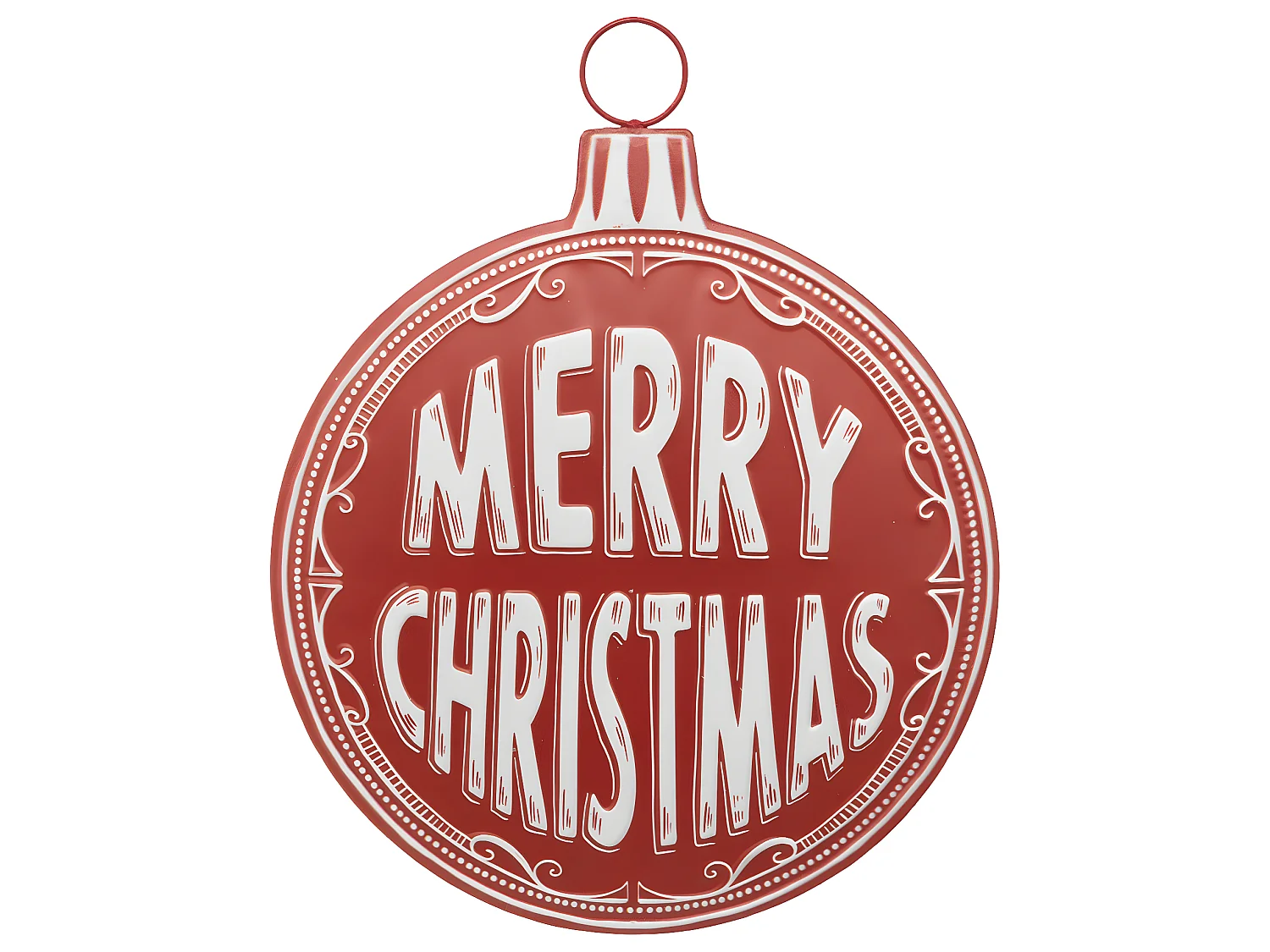 Déco murale forme Boule de Noël Merry Christmas en métal 38 x 50 cm