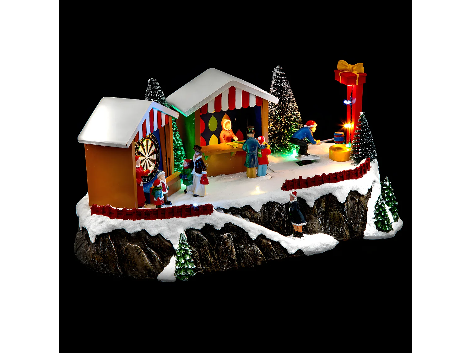 Village de Noël lumineux, animé et musical Fête foraine Jeu de la mailloche