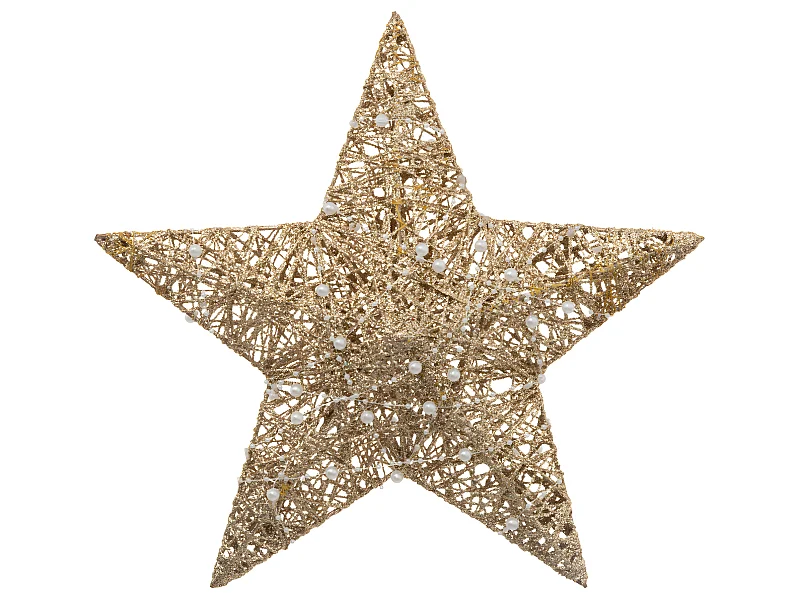 Déco murale Étoile dorée avec perles blanches  35 x 35 cm