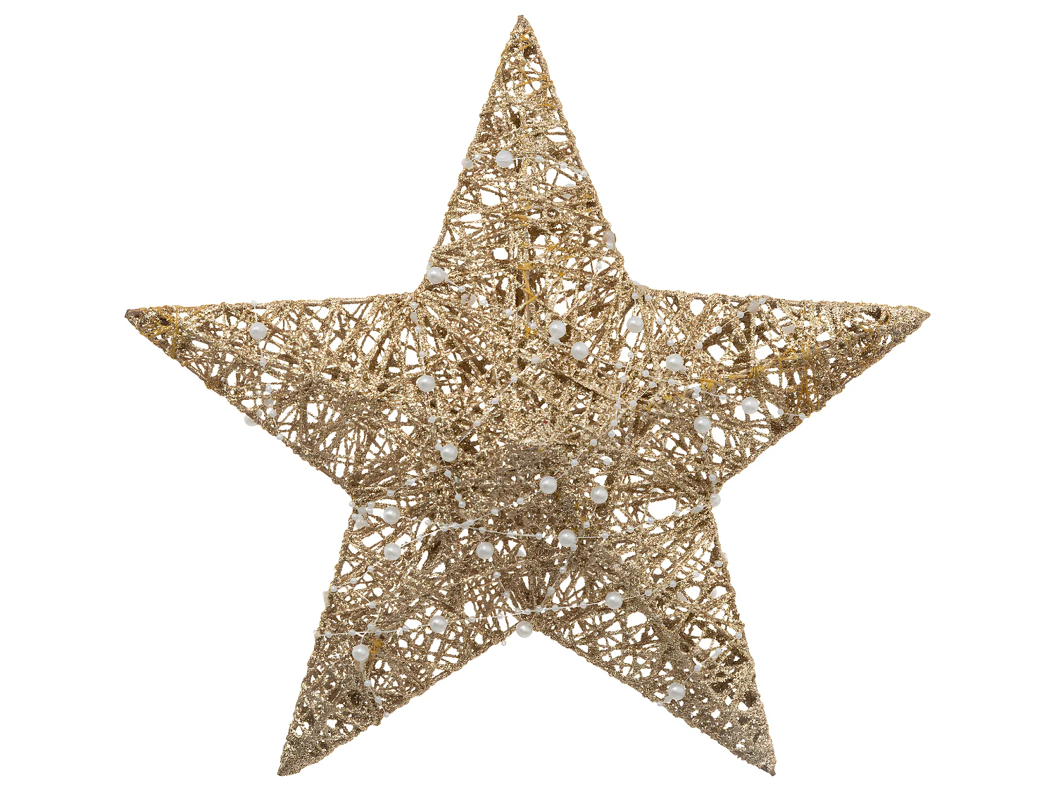 Déco murale Étoile dorée avec perles blanches  35 x 35 cm