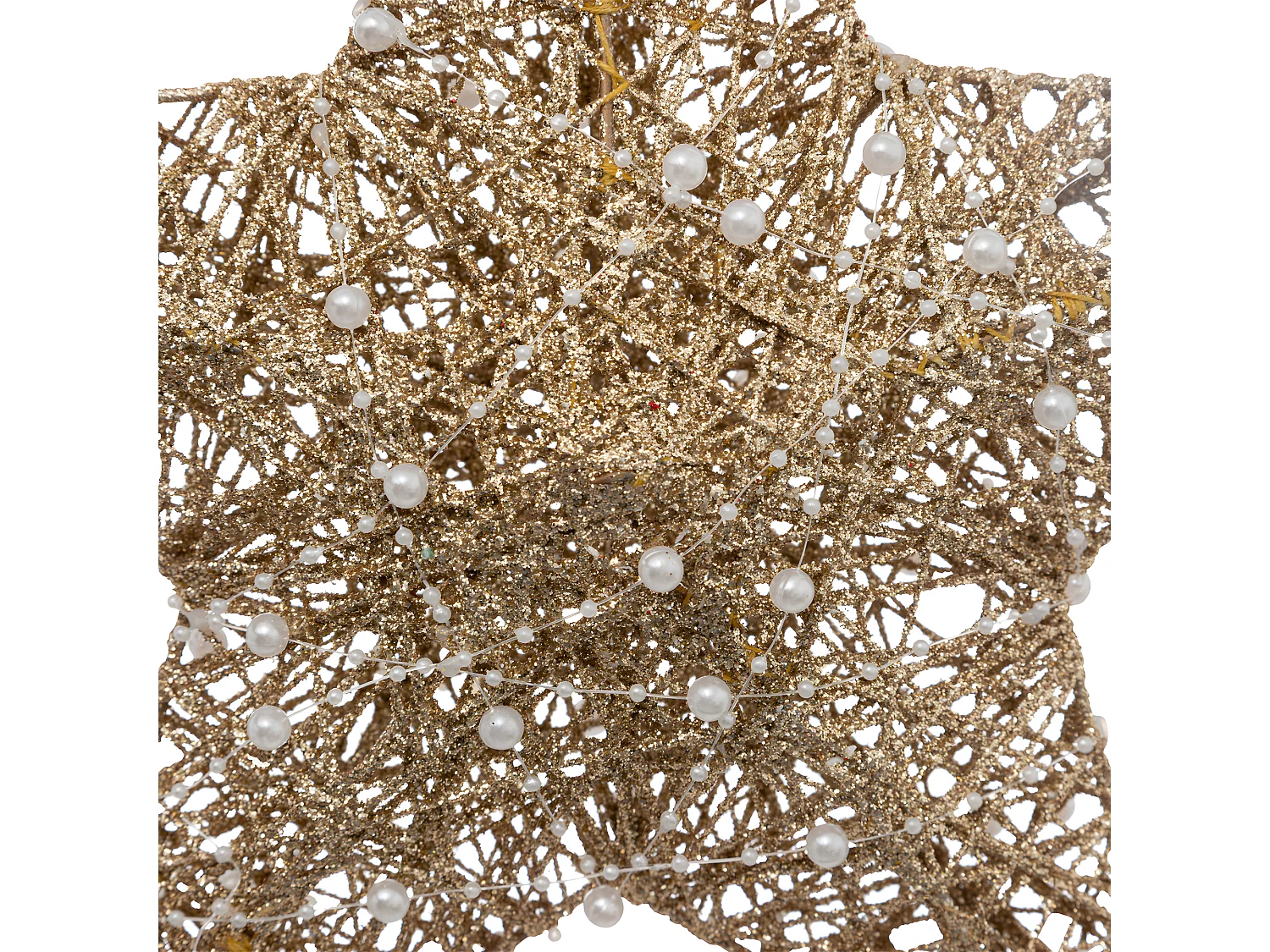 Déco murale Étoile dorée avec perles blanches  35 x 35 cm