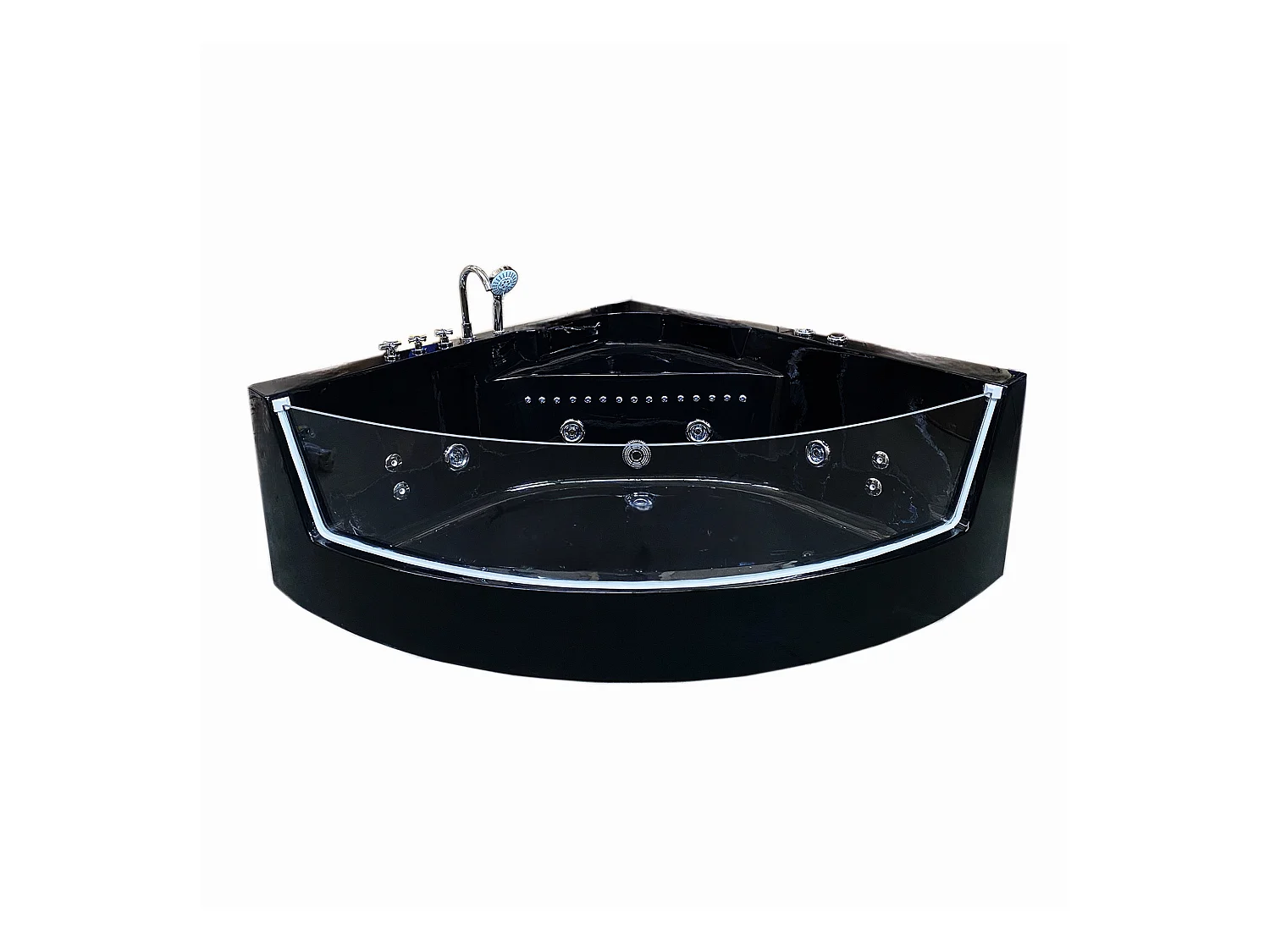 Baignoire Balnèo 150 X 150 cm Chromothérapie 8 jets – Black Maple