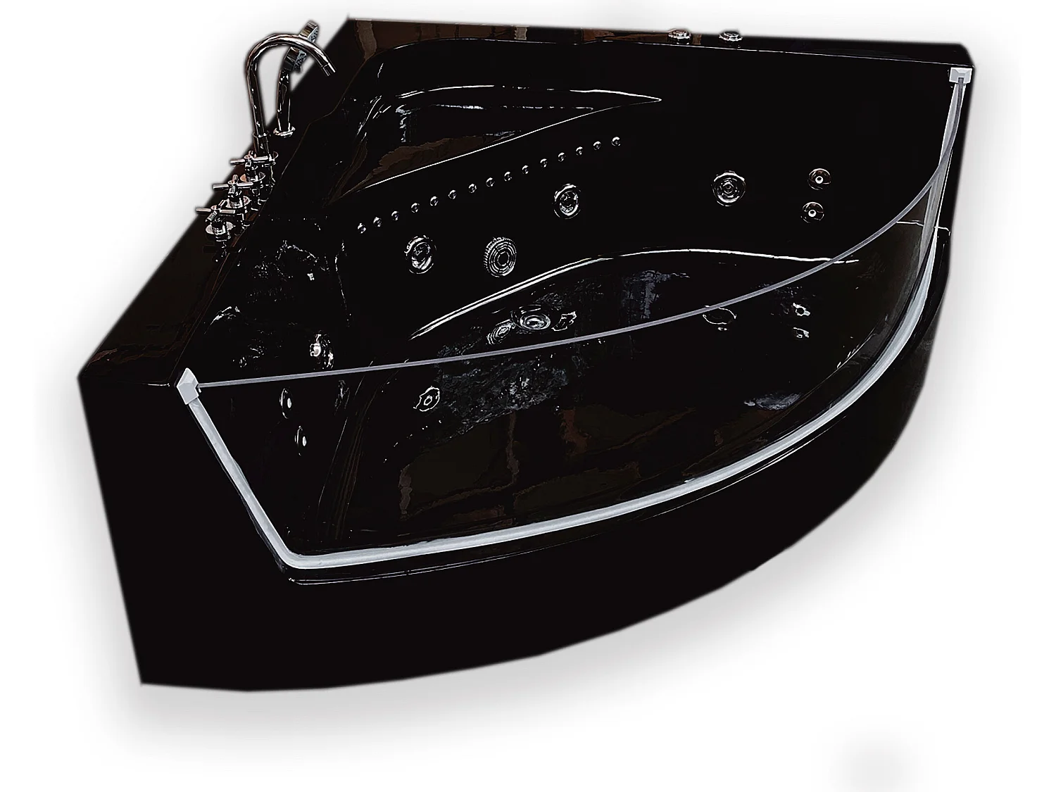 Hydromassagebad 150 x 150 cm Chromotherapie 8 jets – Black Maple