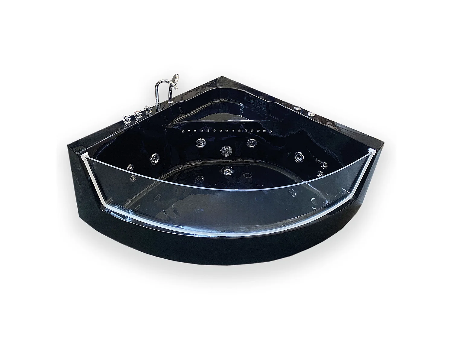Baignoire Balnèo 150 X 150 cm Chromothérapie 8 jets – Black Maple