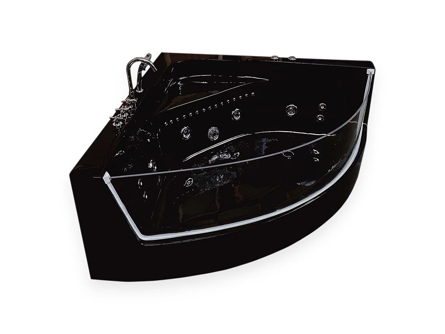 Baignoire Balnèo 150 X 150 cm Chromothérapie 8 jets – Black Maple