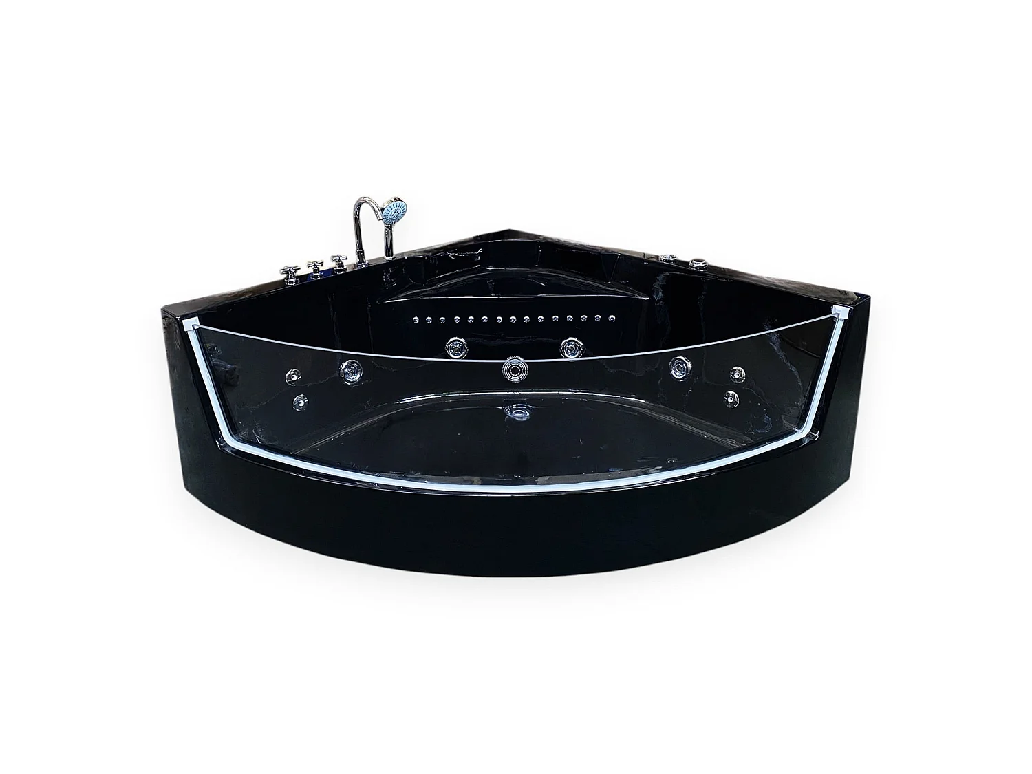 Baignoire Balnèo 150 X 150 cm Chromothérapie 8 jets – Black Maple