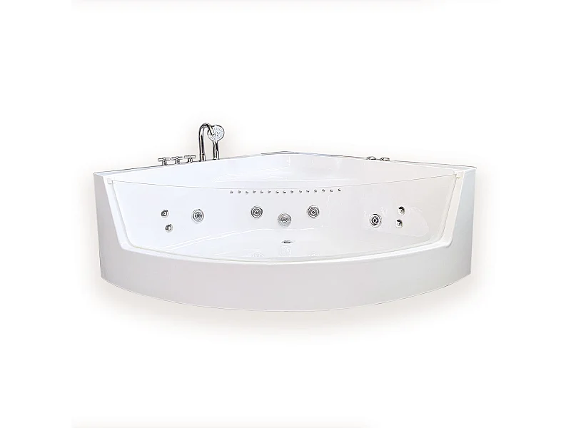 Hydromassage-Badewanne 150 x 150 cm Farbtherapie 8 Düsen – White Maple