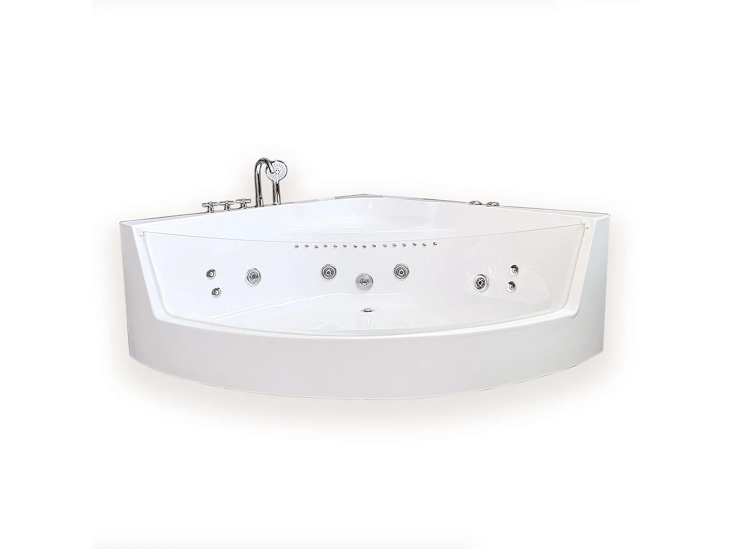 Hydromassage-Badewanne 150 x 150 cm Farbtherapie 8 Düsen – White Maple
