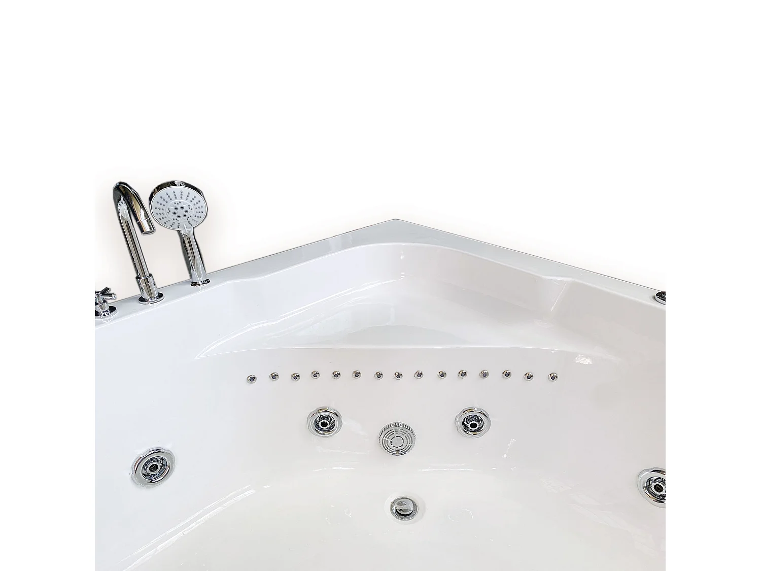 Hydromassage-Badewanne 150 x 150 cm Farbtherapie 8 Düsen – White Maple