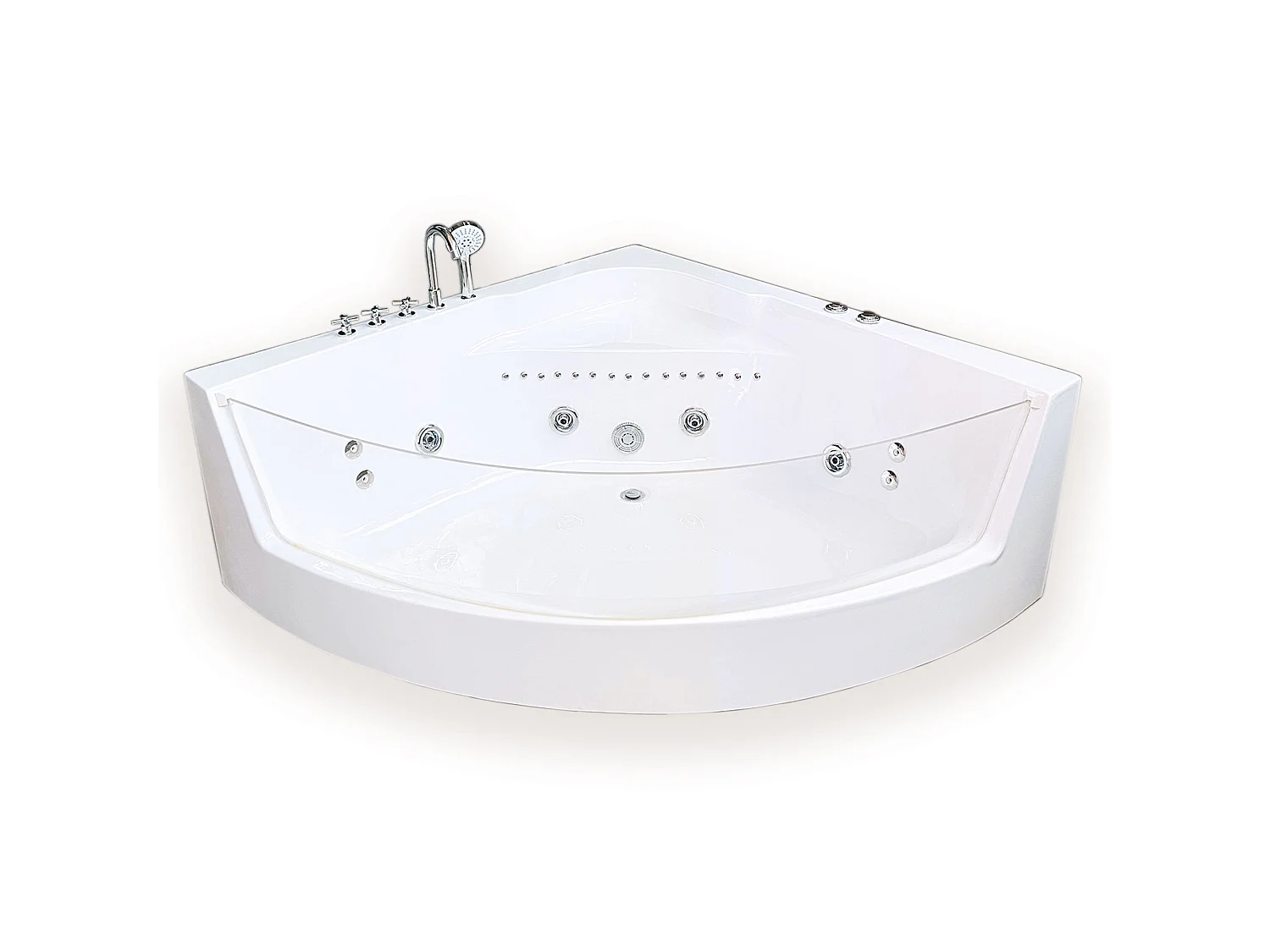 Baignoire Balnèo 150 X 150 cm Chromothérapie 8 jets – White Maple