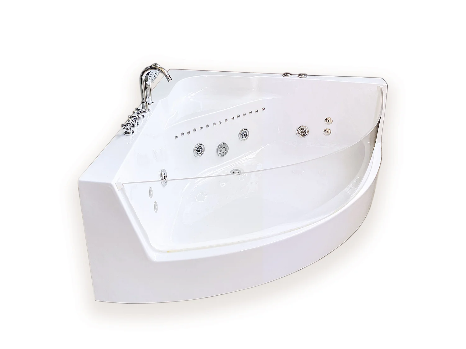 Baignoire Balnèo 150 X 150 cm Chromothérapie 8 jets – White Maple